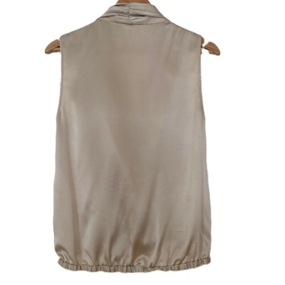 Monika Chiang Sleeveless Champagne Silk Wrap Bubble Top - Size Medium - Picture 4 of 6